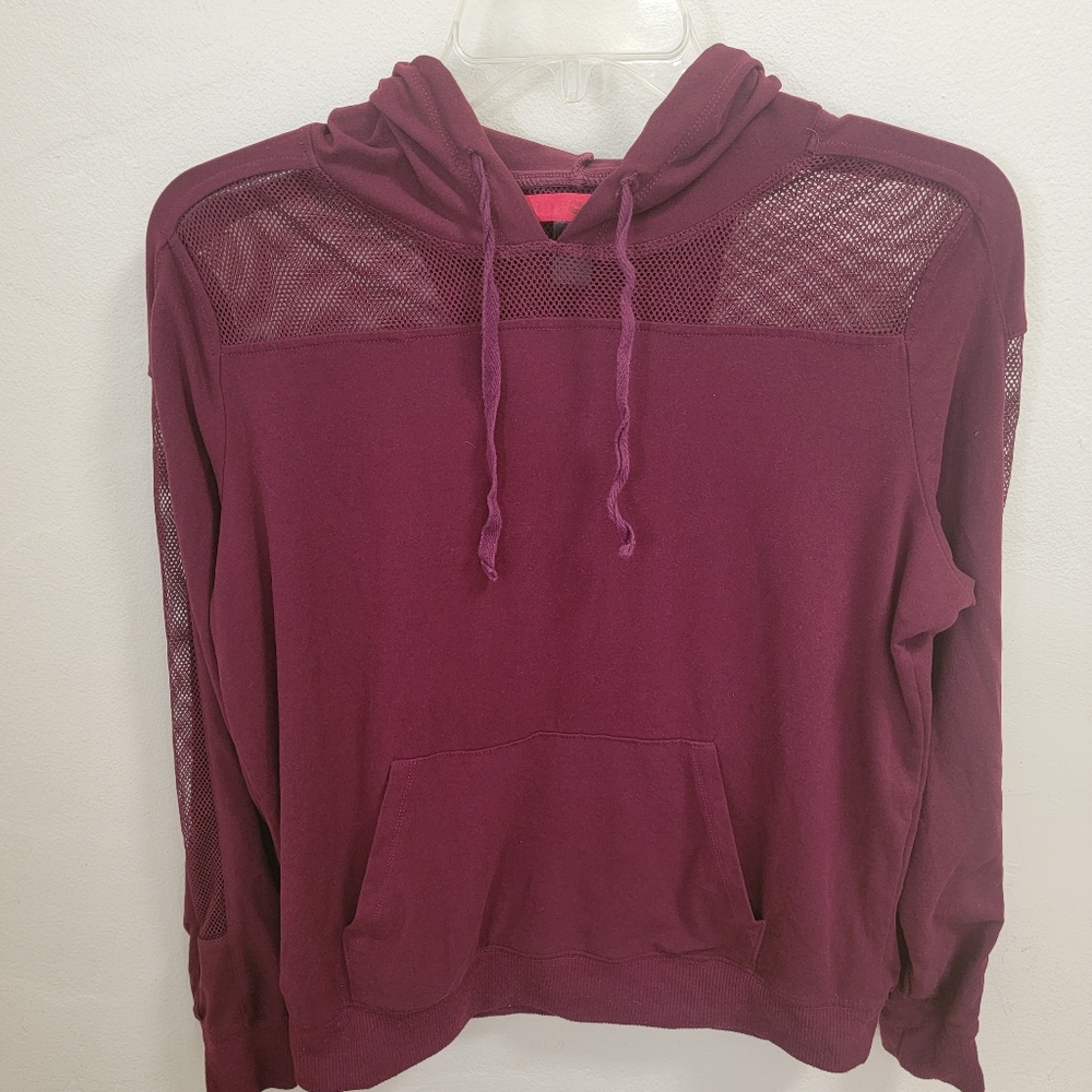 Hot Kiss Burgundy Mesh Hoodie